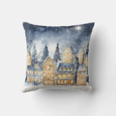 水彩ヴィンテージビレッジスターナイトクリスマス クッション (裏面)