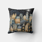 水彩ヴィンテージビレッジスターナイトクリスマス クッション (裏面)