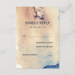 水彩ヴィンテージビーチ結婚式RSVPカード 出欠カード