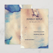 水彩ヴィンテージビーチ結婚式RSVPカード 出欠カード (正面/裏面)