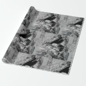 水彩ヴィンテージピアノシート楽譜ノートアート ラッピングペーパー (アンロールド)