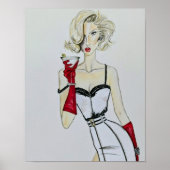 水彩ヴィンテージピンアップモデルファッション ポスター (正面)