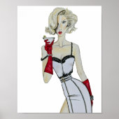 水彩ヴィンテージピンアップモデルファッション ポスター (正面)