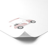 水彩ヴィンテージピンクゴルフカートのポスター ポスター (角)