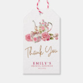 水彩ヴィンテージピンクフローラブライダルシャワーのお気に入り ギフトタグ (正面)