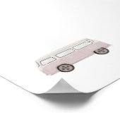 水彩ヴィンテージピンクミニヴァンポスター ポスター (角)