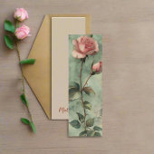 水彩ヴィンテージピンクローズブックマークカード スキニー名刺