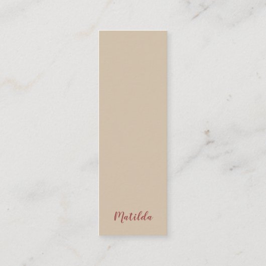 水彩ヴィンテージピンクローズブックマークカード スキニー名刺 (裏面)