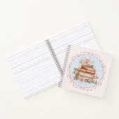 水彩ヴィンテージピンクローズ&ブックスフローラ ノートブック (内部)