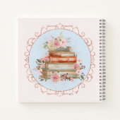 水彩ヴィンテージピンクローズ&ブックスフローラ ノートブック (裏面)