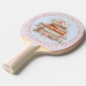 水彩ヴィンテージピンクローズ&ブックスフローラ 卓球ラケット (正面アングル)