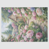 水彩ヴィンテージピンク牡丹ガーデンライス紙 薄葉紙 (正面)