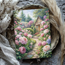 水彩ヴィンテージピンク牡丹ガーデンライス紙 薄葉紙