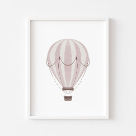 水彩ヴィンテージピンクhow air balloon poster ポスター