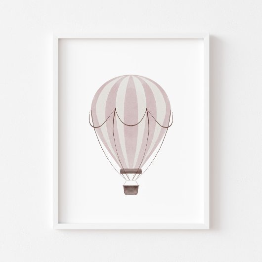 水彩ヴィンテージピンクhow air balloon poster ポスター
