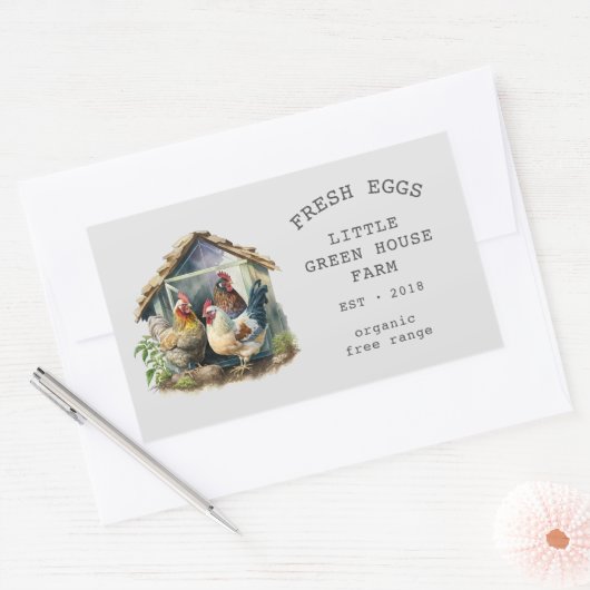 水彩ヴィンテージファミリーファームエッグカートン 長方形シール (封筒)