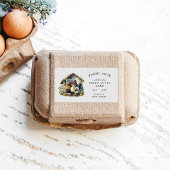 水彩ヴィンテージファミリーファームエッグカートン 長方形シール