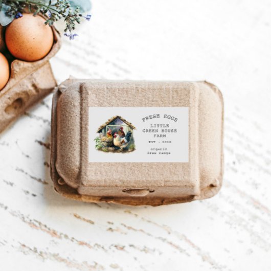 水彩ヴィンテージファミリーファームエッグカートン 長方形シール