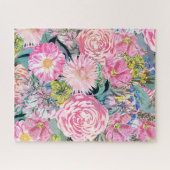 水彩ヴィンテージフローライラストレーション ジグソーパズル (横)