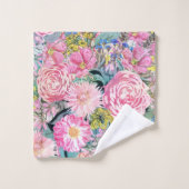 水彩ヴィンテージフローライラストレーション バスタオルセット (ウォッシュタオル)