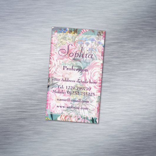 水彩ヴィンテージフローライラストレーション マグネット名刺 (インサイチュ)