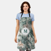 水彩ヴィンテージフローラスタイリッシュ防法とモノ エプロン (着用した状態)