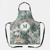 水彩ヴィンテージフローラスタイリッシュ防法とモノ エプロン (正面)