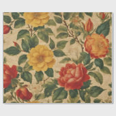 水彩ヴィンテージフローラ収モダン集 ラッピングペーパー (フラット)