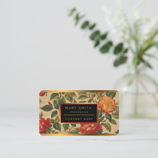 水彩ヴィンテージフローラ収モダン集 名刺 (スタンド正面)