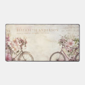 水彩ヴィンテージフローラ自転車カスタム企業の装置 デスクマット (正面)