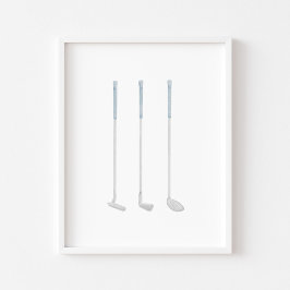 水彩ヴィンテージブルーゴルフクラブポスター ポスター