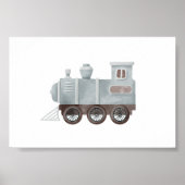 水彩ヴィンテージブルートレイン子供部屋ポスター ポスター (正面)