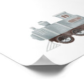 水彩ヴィンテージブルートレイン子供部屋ポスター ポスター (角)