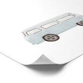 水彩ヴィンテージブルーミニヴァンポスター ポスター (角)