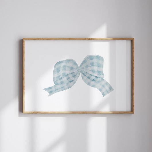 水彩ヴィンテージブルーリボン弓ポスター ポスター