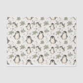 水彩ヴィンテージペンギンのクリスマスパターン 薄葉紙 (正面)