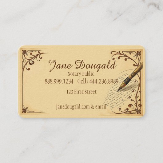 水彩ヴィンテージペンクラシック公証人 名刺 (正面)