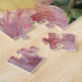 水彩ヴィンテージホワイトフクロウとピンクローズ ジグソーパズル (側面)