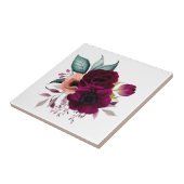 水彩ヴィンテージボホパープルフラワーズフローラ タイル (側面)