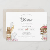 水彩ヴィンテージボーホベーキング誕生日パーティー 招待状 (正面/裏面)
