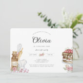 水彩ヴィンテージボーホベーキング誕生日パーティー 招待状 (スタンド正面)