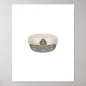 水彩ヴィンテージマリンキャプテンハットポスター ポスター (正面)