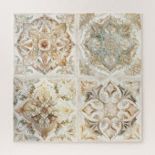 水彩ヴィンテージモザイクタイル。フローラアズレジョ ジグソーパズル (縦)