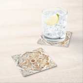 水彩ヴィンテージモザイクタイル。フローラアズレジョ スクエアペーパーコースター (インサイチュ)