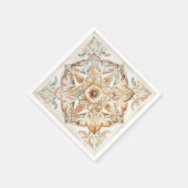 水彩ヴィンテージモザイクタイル。フローラアズレジョ スタンダードカクテルナプキン (角)