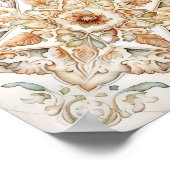 水彩ヴィンテージモザイクタイル。フローラアズレジョ ポスター (角)