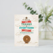 水彩ヴィンテージ七面鳥サンクスギビング挨拶 ポストカード (スタンド正面)