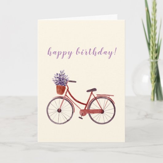 水彩ヴィンテージ付き自転車  カード (正面)