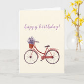 水彩ヴィンテージ付き自転車  カード (黄色い花)