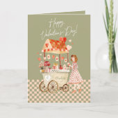 水彩ヴィンテージ市場カートバレンタインカード シーズンカード (正面)